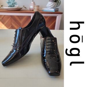 Hogl Patent Leather Brogue Lace Up Pumps